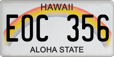 HI license plate EOC356