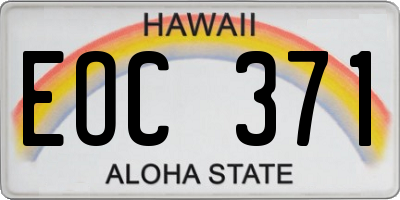 HI license plate EOC371