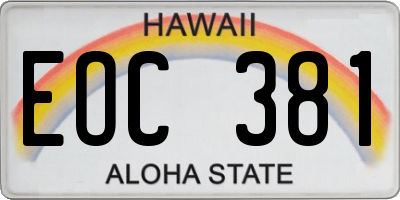 HI license plate EOC381