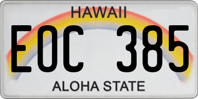 HI license plate EOC385