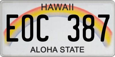 HI license plate EOC387