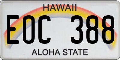 HI license plate EOC388