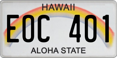 HI license plate EOC401