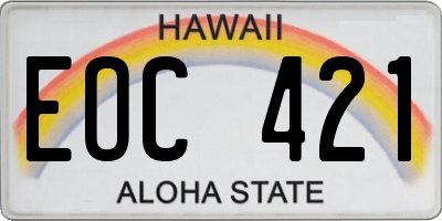 HI license plate EOC421