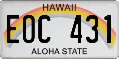 HI license plate EOC431