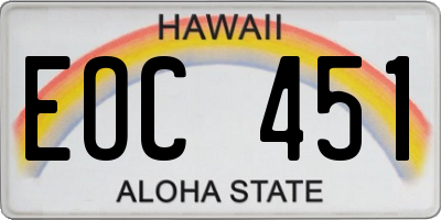 HI license plate EOC451