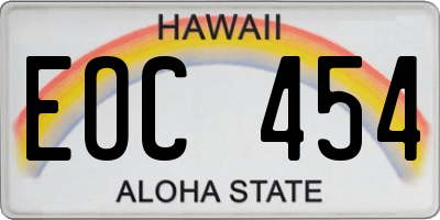HI license plate EOC454