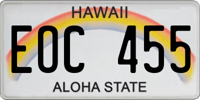 HI license plate EOC455