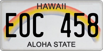 HI license plate EOC458