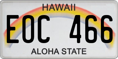 HI license plate EOC466