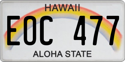 HI license plate EOC477