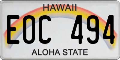 HI license plate EOC494