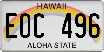 HI license plate EOC496