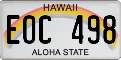 HI license plate EOC498