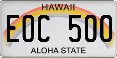 HI license plate EOC500