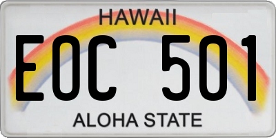 HI license plate EOC501