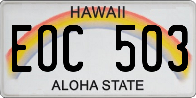 HI license plate EOC503