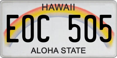 HI license plate EOC505