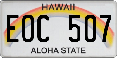 HI license plate EOC507