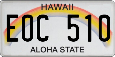 HI license plate EOC510