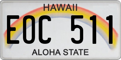 HI license plate EOC511