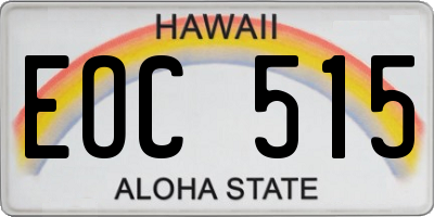 HI license plate EOC515