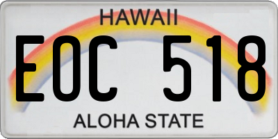 HI license plate EOC518