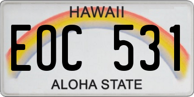 HI license plate EOC531