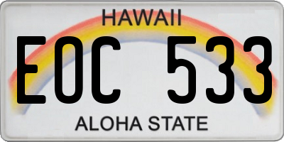 HI license plate EOC533