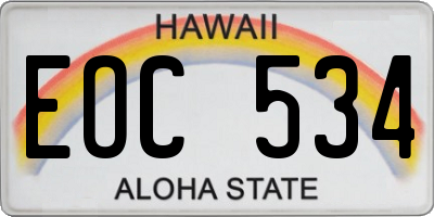 HI license plate EOC534