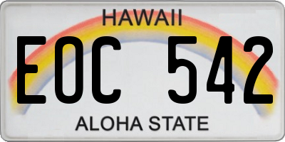 HI license plate EOC542