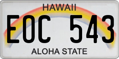 HI license plate EOC543