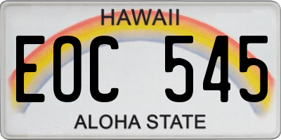HI license plate EOC545