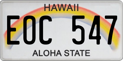 HI license plate EOC547