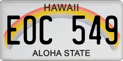 HI license plate EOC549