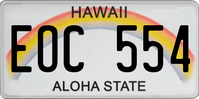 HI license plate EOC554