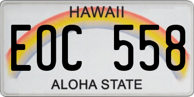 HI license plate EOC558