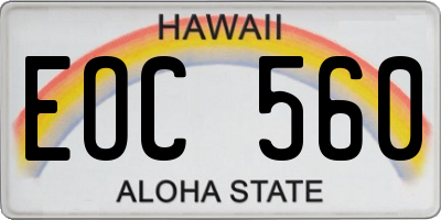 HI license plate EOC560