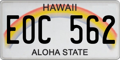 HI license plate EOC562