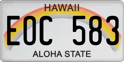 HI license plate EOC583
