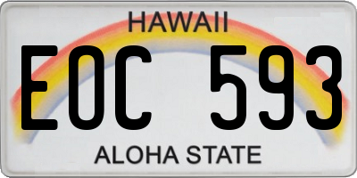 HI license plate EOC593