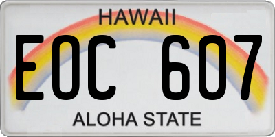 HI license plate EOC607