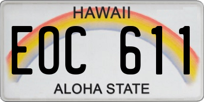 HI license plate EOC611
