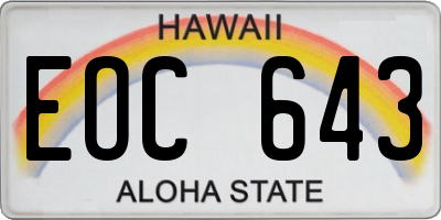 HI license plate EOC643
