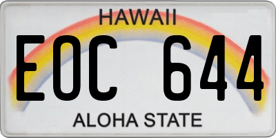 HI license plate EOC644