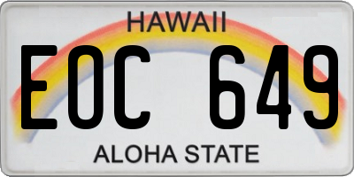 HI license plate EOC649