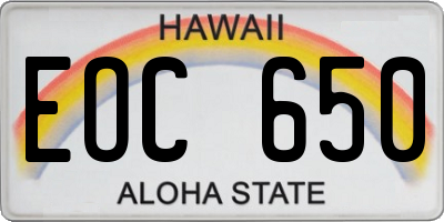 HI license plate EOC650