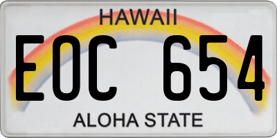 HI license plate EOC654