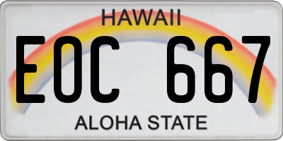 HI license plate EOC667