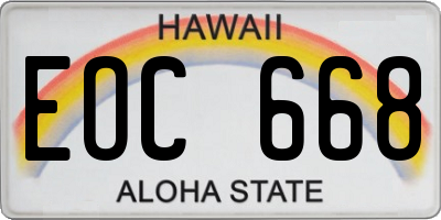 HI license plate EOC668